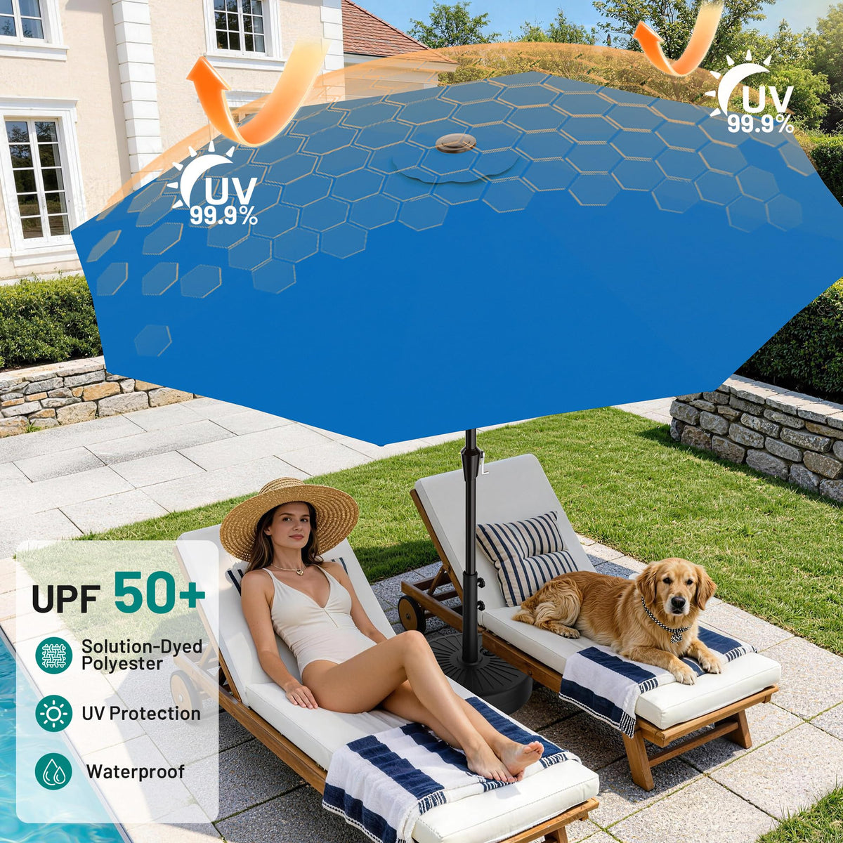 AreShark 9ft umbrella with 8 ribs for sturdy shade.