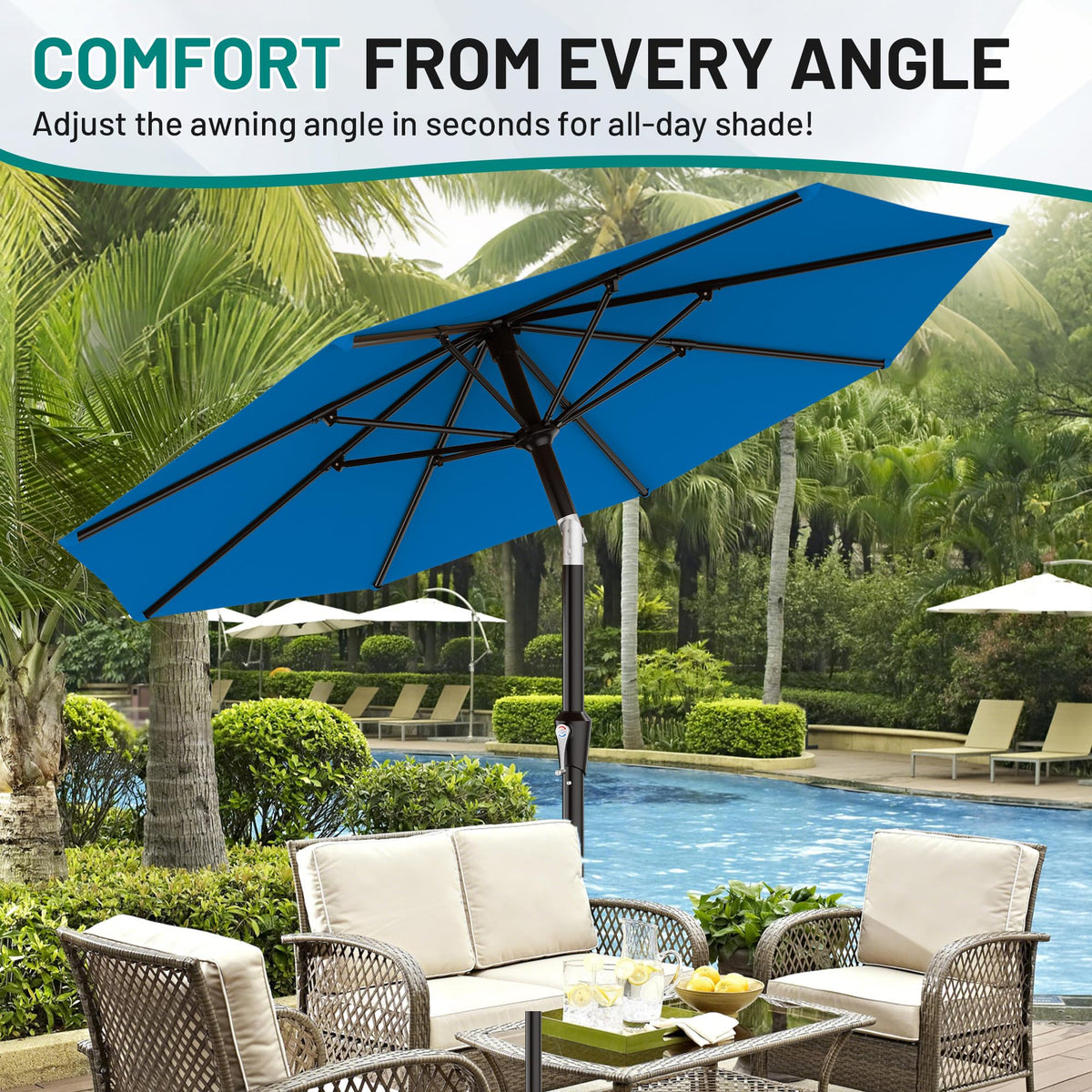 AreShark crank-open system enables quick setup and shade.
