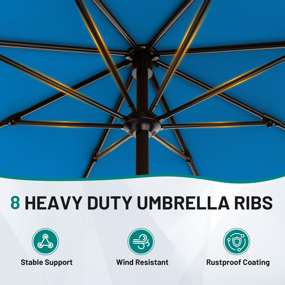 AreShark vented canopy 9ft umbrella for airflow and stability.