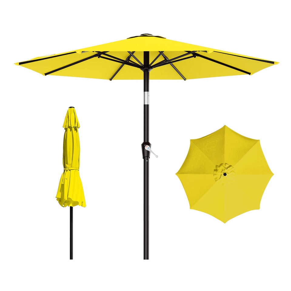 AreShark 9 ft patio umbrella with yellow canopy providing wide shade