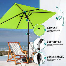 AreShark umbrella opened with crank mechanism in bright sun.