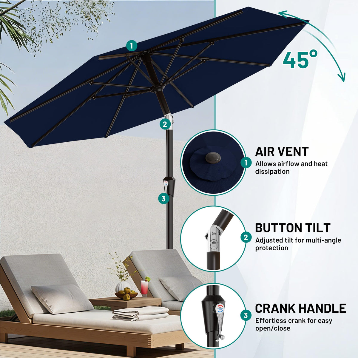 AreShark eight-ribs design boosts stability in breezy outdoor spaces.