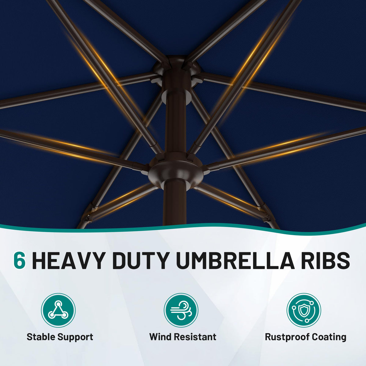 AreShark iron pole and six ribs deliver sturdy, durable support.