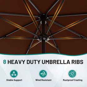 AreShark brown canopy umbrella enhances garden and deck aesthetics while shading.