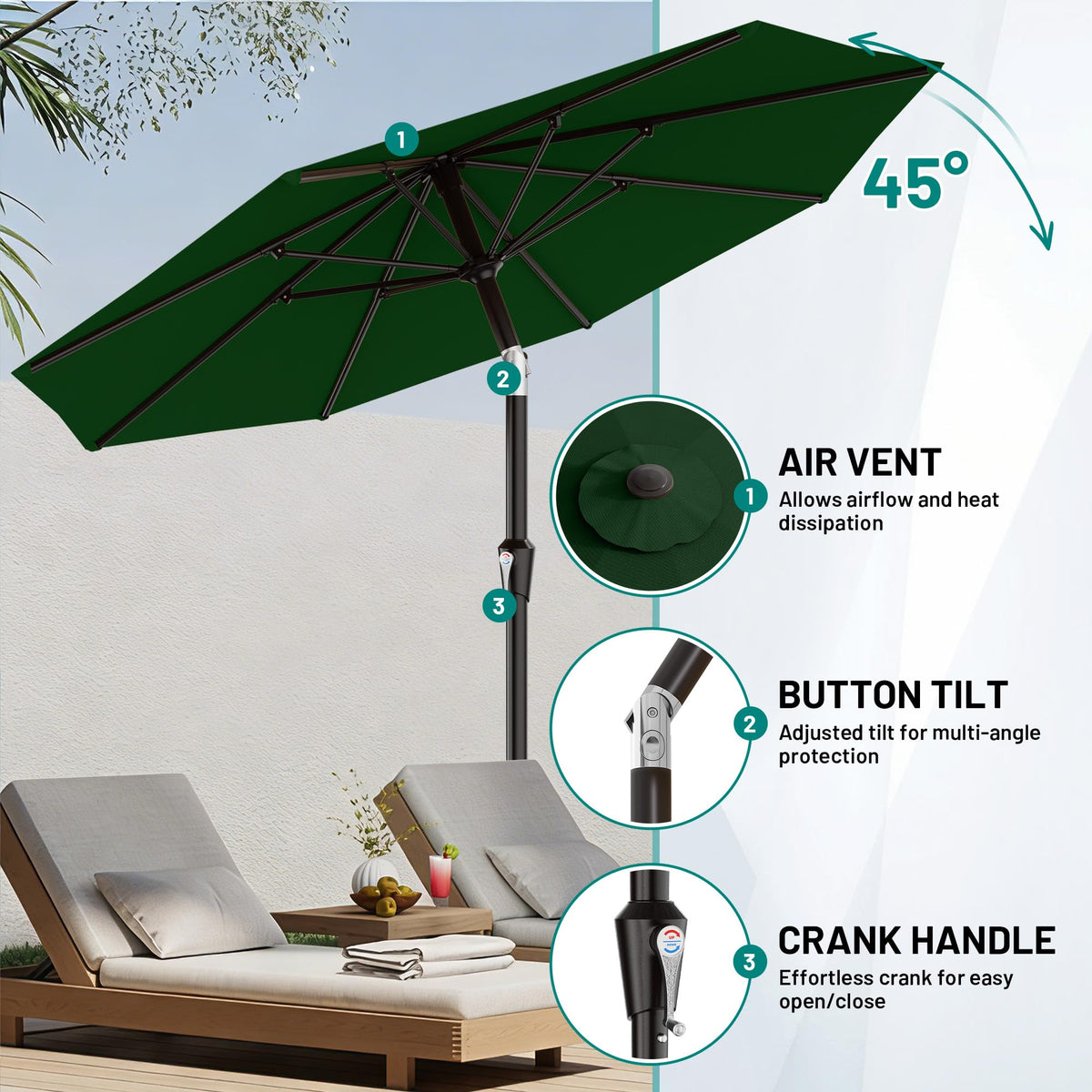 AreShark powder-coated iron pole delivers durable support for long-term outdoor use.