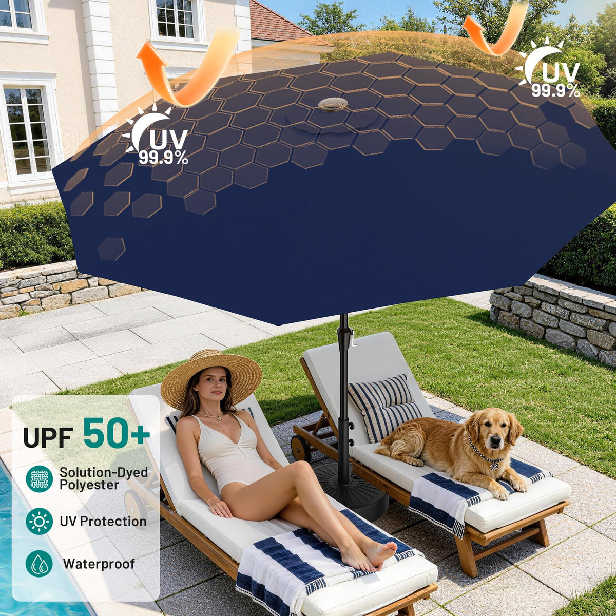 AreShark powder-coated iron pole ensures durable support for patios and decks.