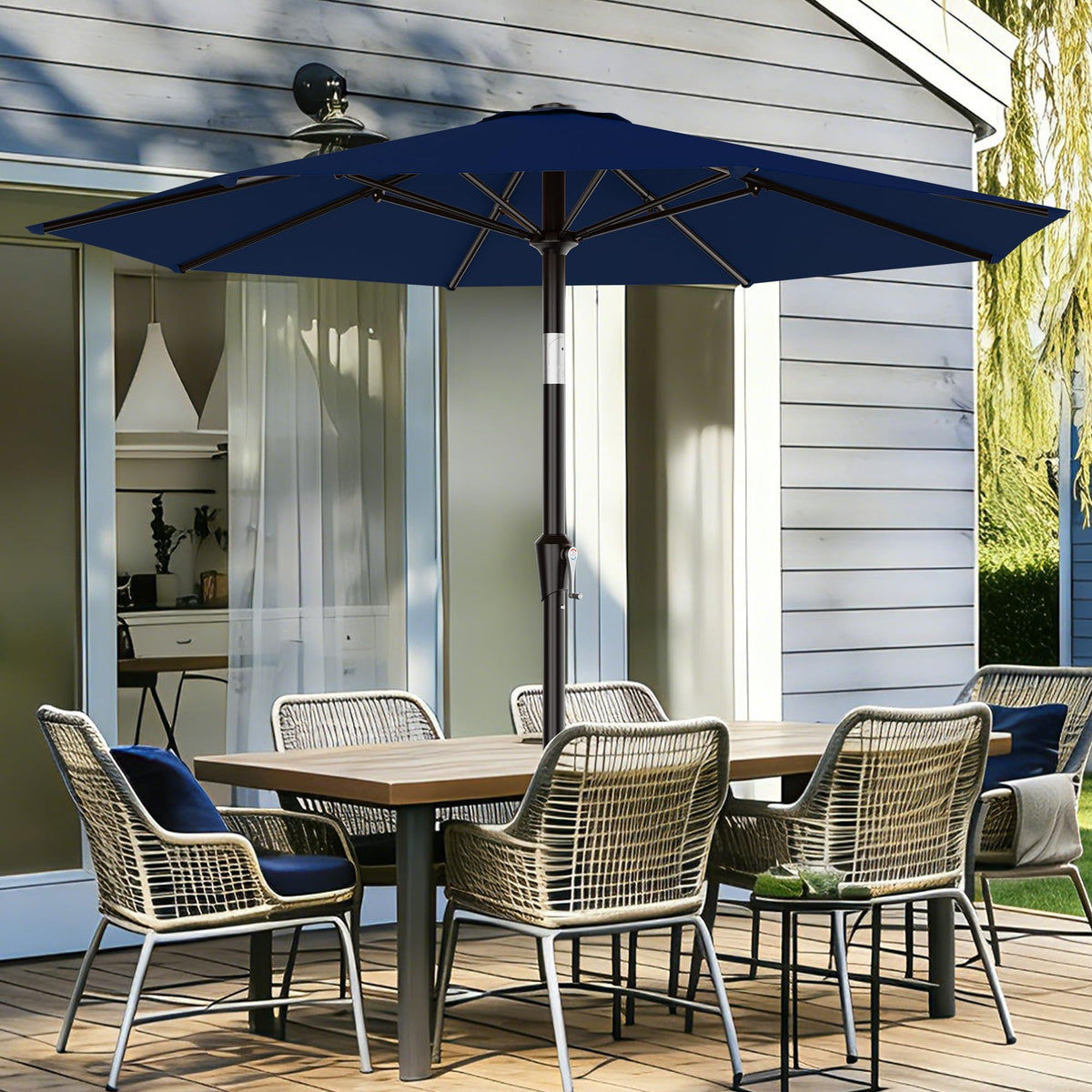 AreShark push-button tilt umbrella offers easy shade adjustment for sun throughout the day.