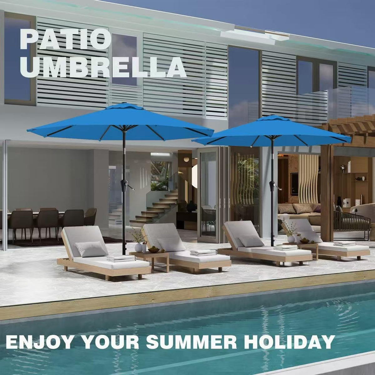 AreShark royal-blue canopy adds vibrant outdoor style.