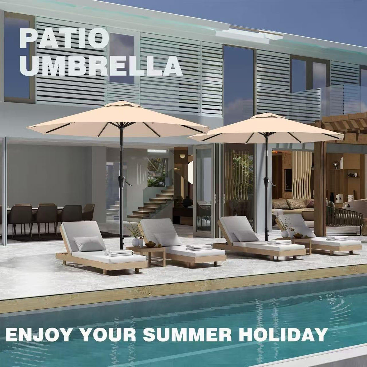 AreShark 9 ft umbrella ideal for market, garden, pool, and patio spaces.