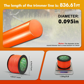 AretiTrin orange round trimmer line in action, clear visibility while cutting
