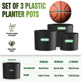 Areutxbis matte black pots close-up highlighting 40-hole drainage.