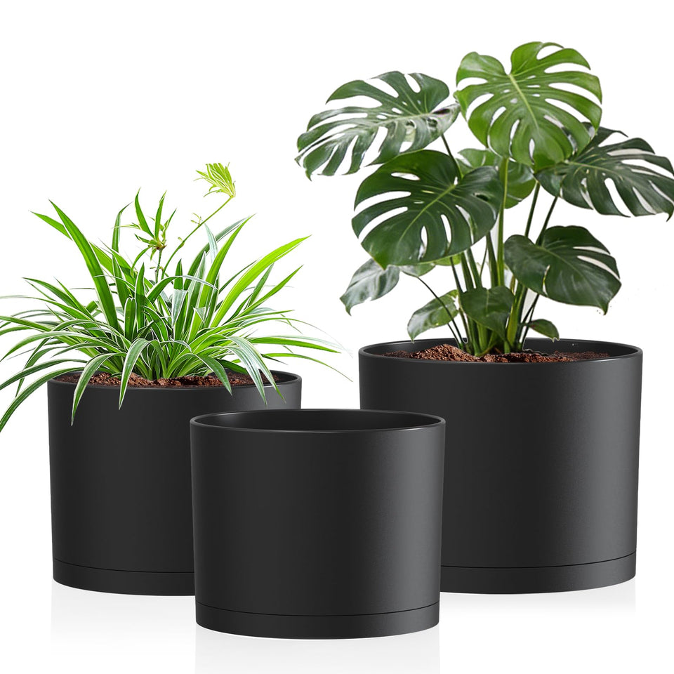 Areutxbis 10-9-8 inch pots trio front view for cohesive indoor greenery.