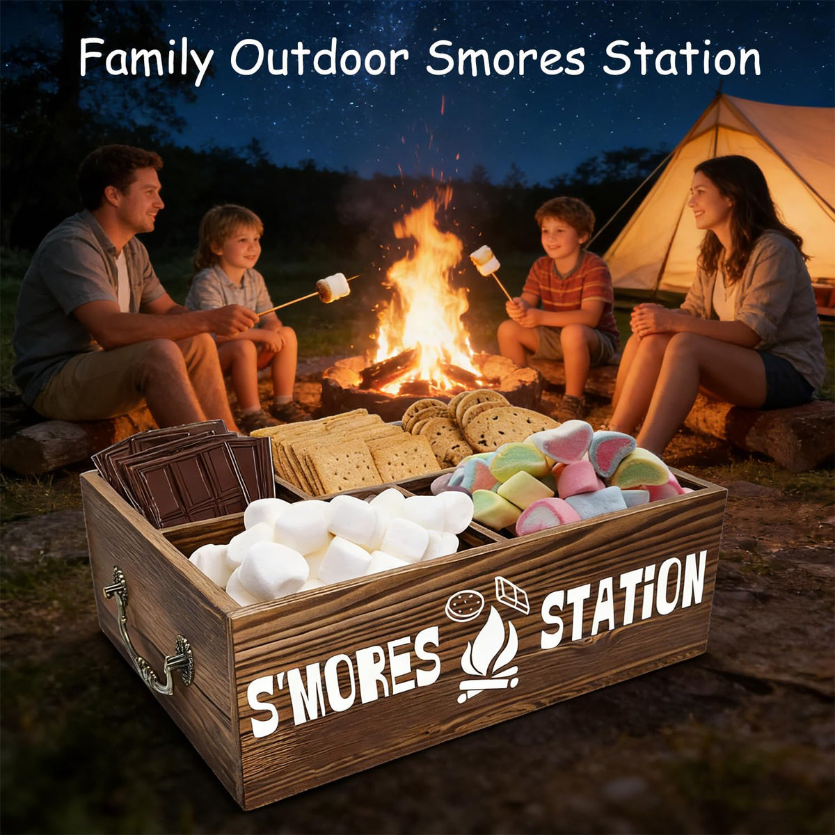 Arflo S'mores Station Five Compartments keeps ingredients organized for easy prep.