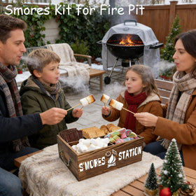 Arflo S'mores Station Rustic Farmhouse Decor blends with home or campsite.