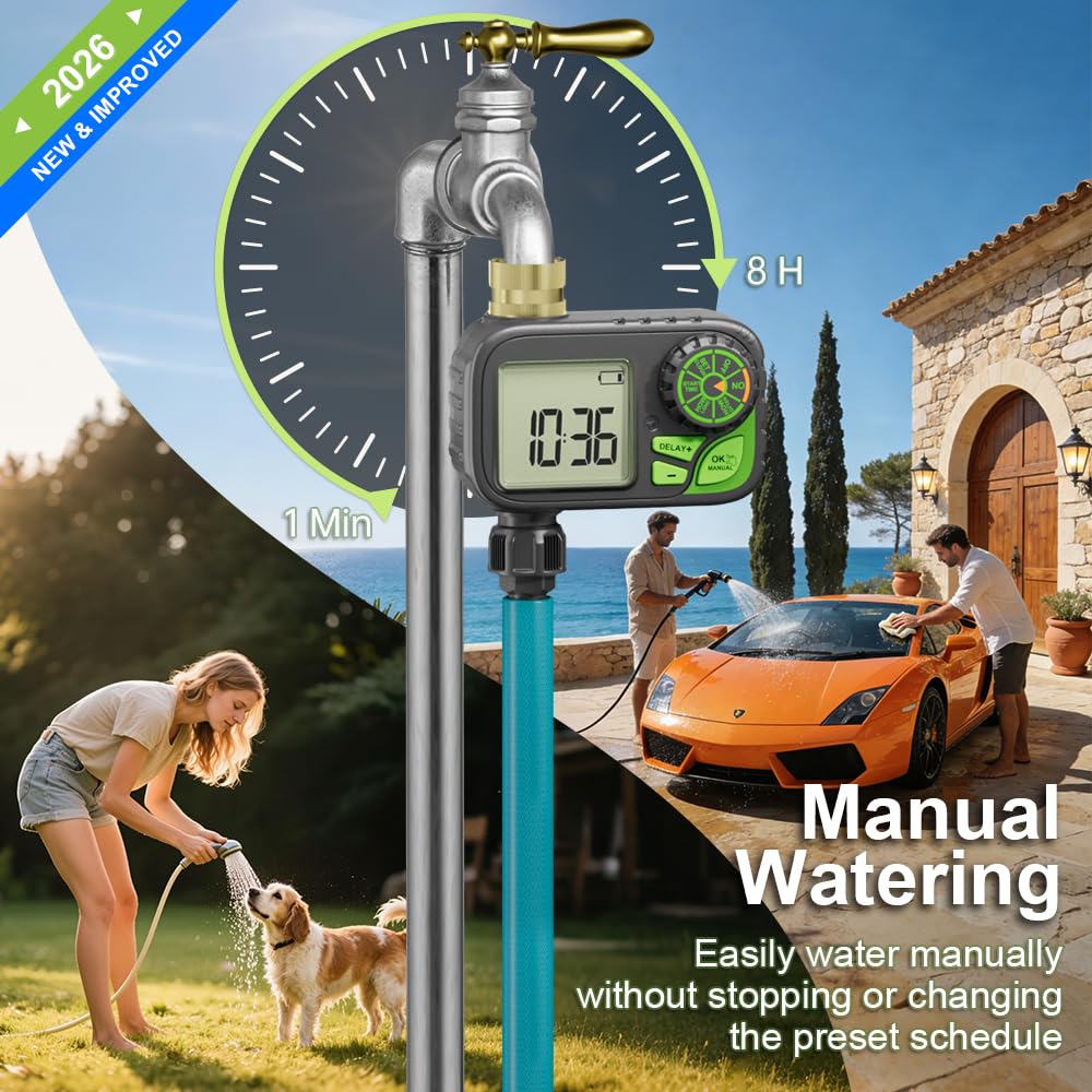 ARFSKY Sprinkler Timer brass inlet for secure hose connections