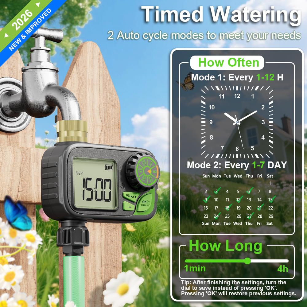 ARFSKY Sprinkler Timer with digital LCD display for easy scheduling