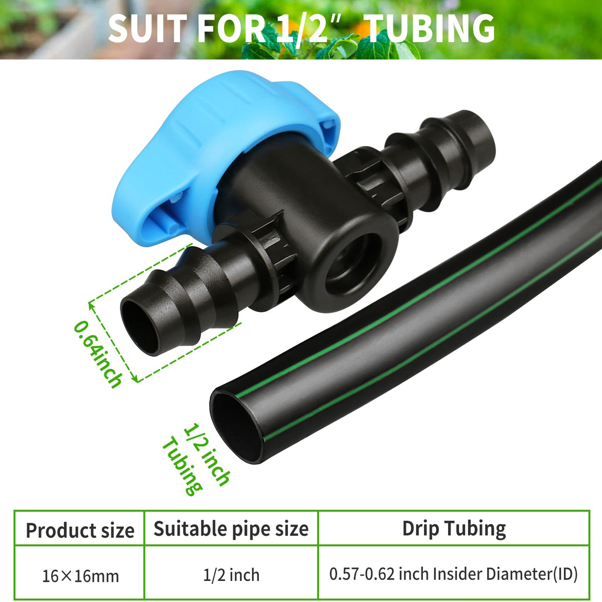 Arfun 1/2-inch shut-off valve barbed ends for precise irrigation control