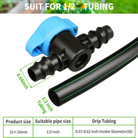 Arfun 1/2-inch shut-off valve barbed ends for precise irrigation control