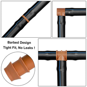 Arfun 17mm drip fittings fit standard 1/2 inch tubing for versatile layouts.