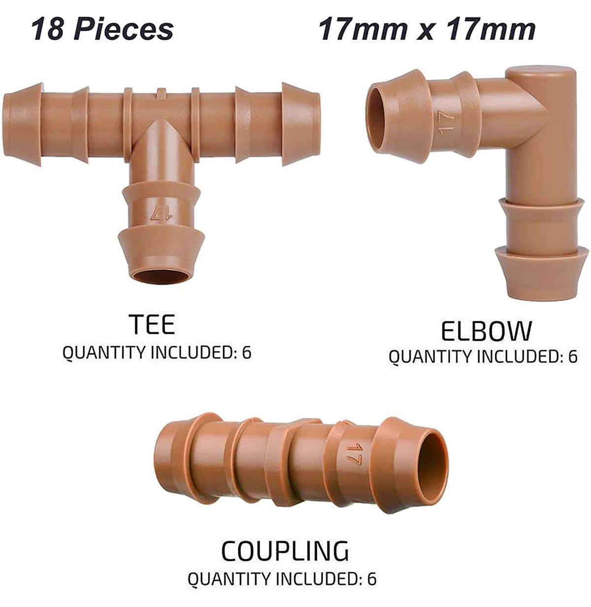 Arfun drip couplings for 1/2in tubing ensure sturdy, quick-connect joins in drip systems.