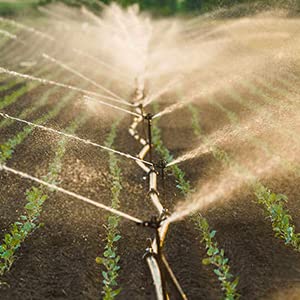 Arfun irrigation system setup image shows seamless connection with 1/2in tubing.