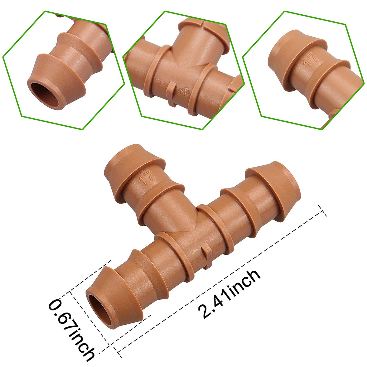 Arfun barbed tee ends ensure leak-proof connections for 1/2 inch tubing