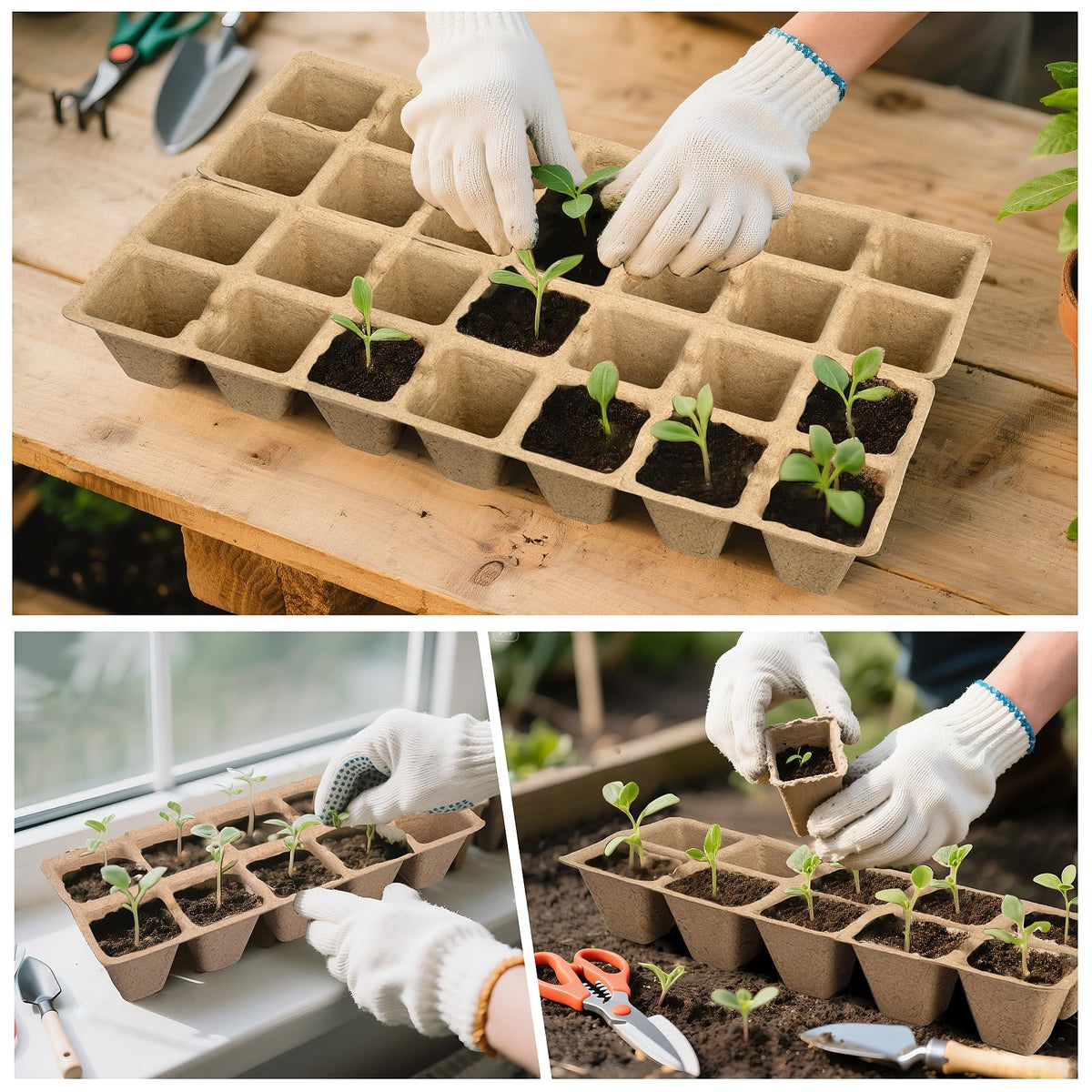 ARGCONNER porous pulp paper pots support aeration and healthy roots