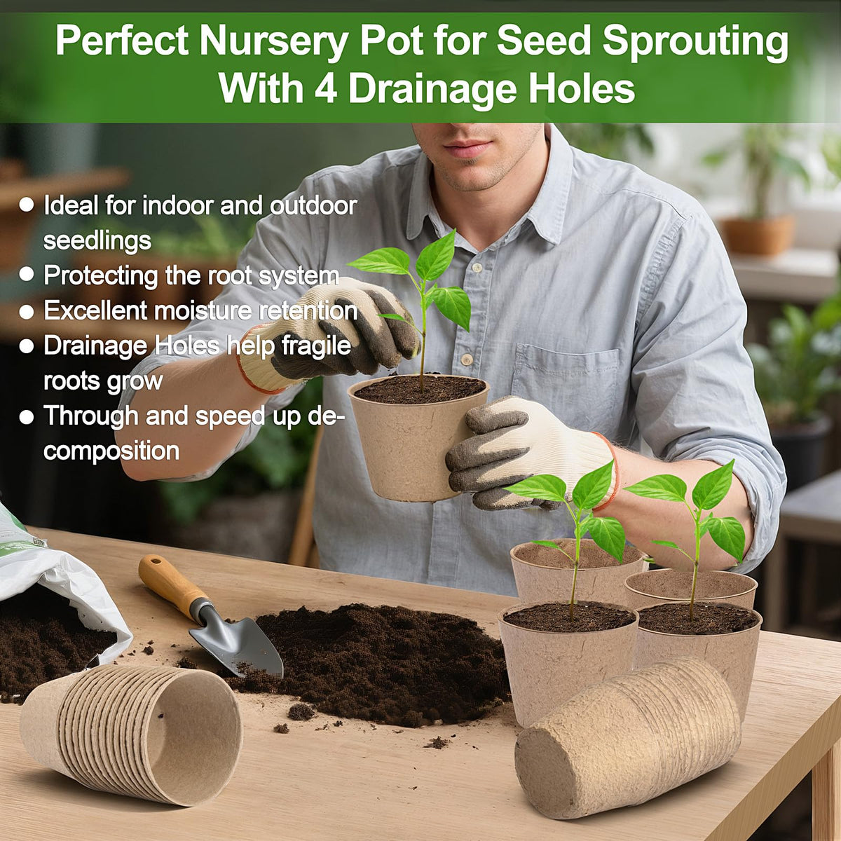 ARGCONNER seedling pots 60-pack ideal for indoor germination and seasonal planting.