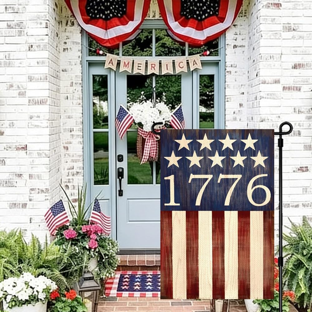 ARGOOFG red white blue Stars and Stripes artwork enhances curb appeal.