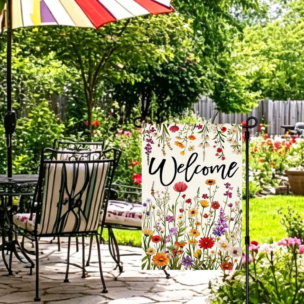 ARGOOFG spring floral flag, outdoor decor for lawn or entry