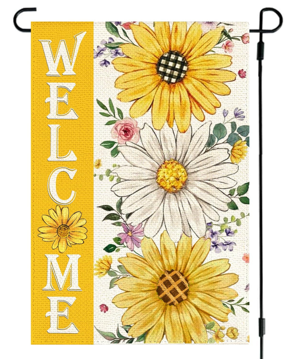 ARGOOFG sunflowers and daisies welcome flag boosts curb appeal from any angle