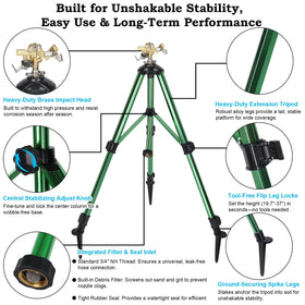 ARICOR 360-degree brass sprinkler head with adjustable arc