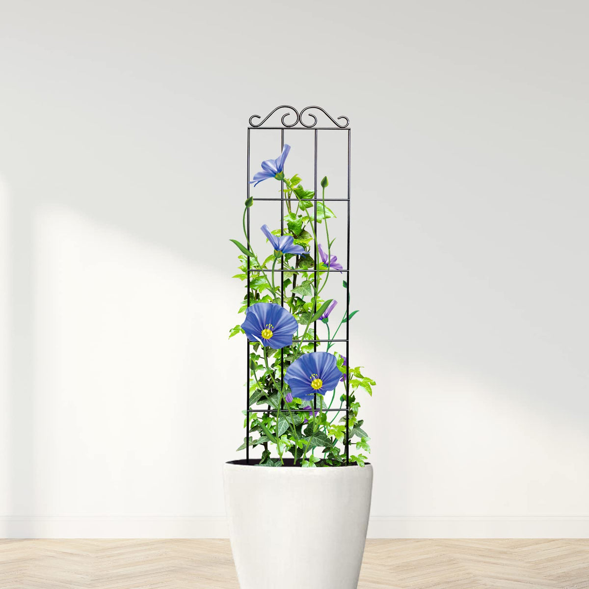 ARIFARO 37.5-inch trellis with climbing plants provides sturdy support for vegetables.
