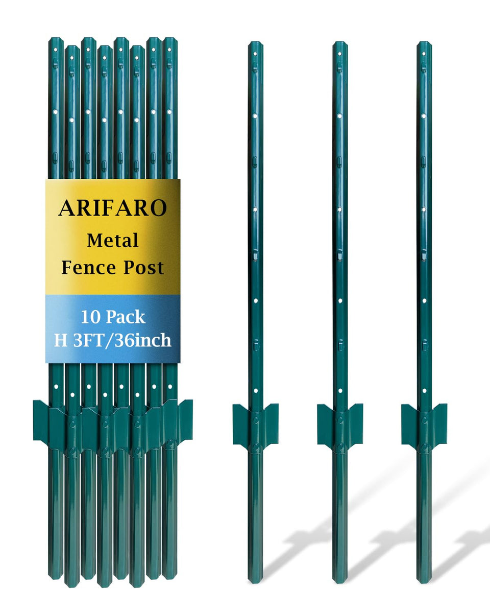 ARIFARO fence post 3ft pack 10 for durable no-dig garden fencing