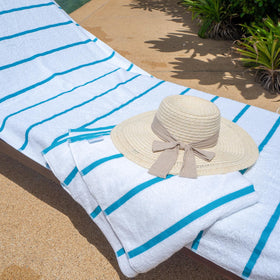 Arkwright Las Rayas cabana towel 30x85 inches ready for beach lounging.