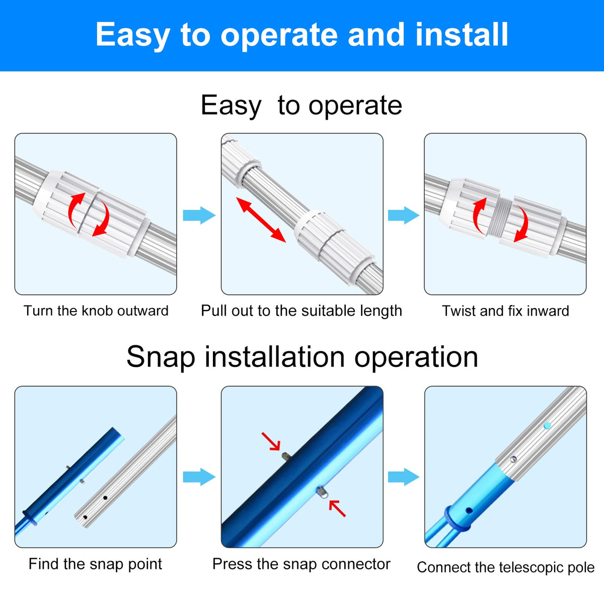 ARLBA corrugated pole body improves grip and control when cleaning.