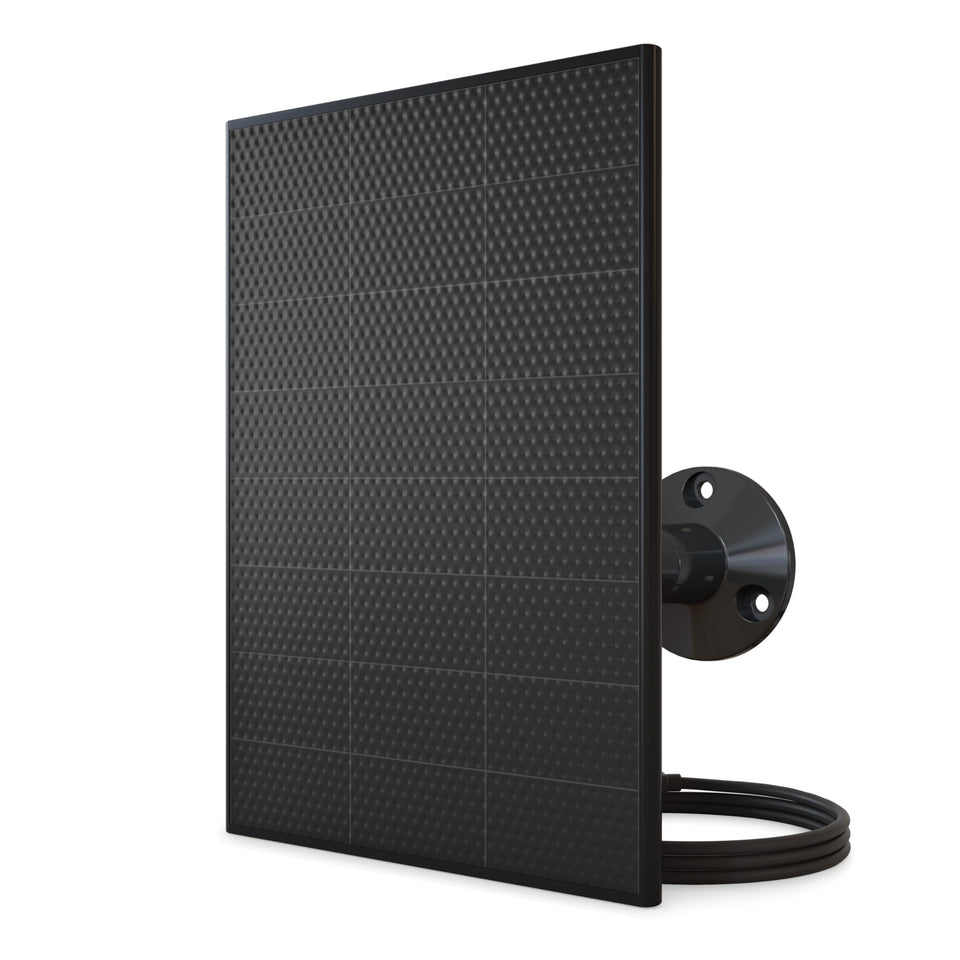 Arlo Solar Panel Charger close-up powering a camera with sunlight for continuous power
