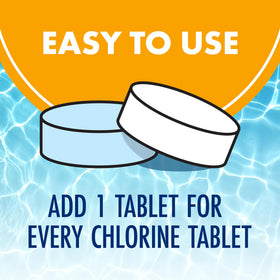 1-to-1 dosing concept shown with Clear Balance tablets and chlorine tablets.