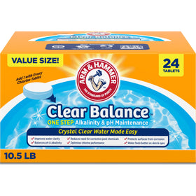 Arm & Hammer Clear Balance tablets bottle for balanced pool pH and alkalinity