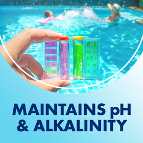 Pouring Arm & Hammer Clear Balance tablets into pool skimmer