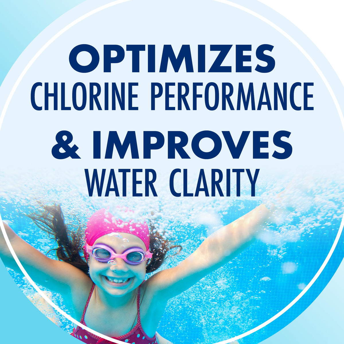 Clear Balance tablets beside chlorine tablets showing compatible use with chlorine.