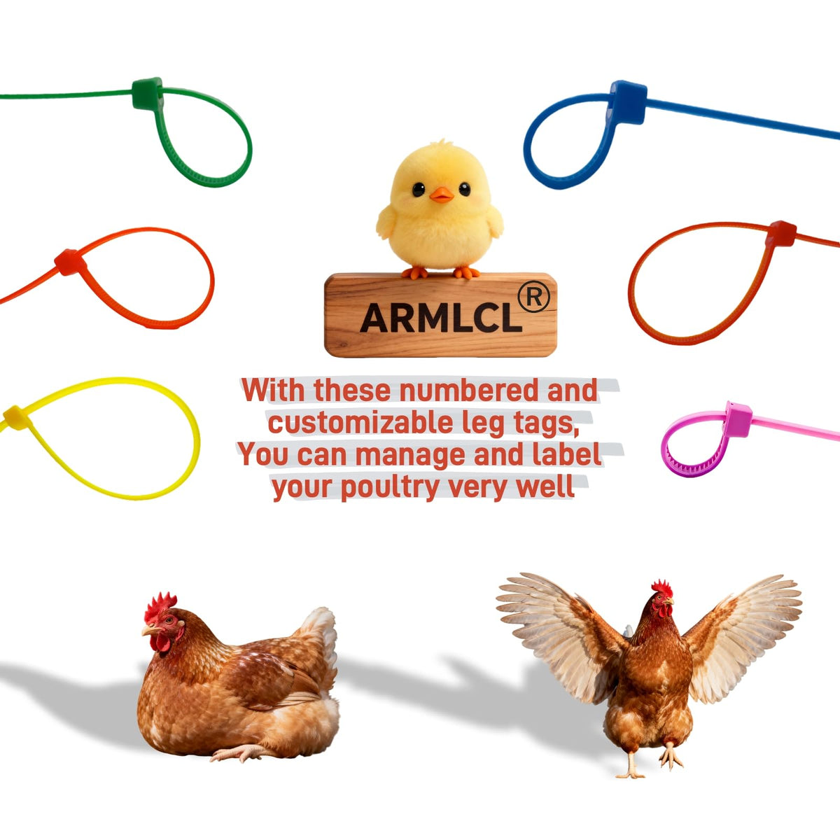 ARMLCL six-color poultry leg bands help color code your flock.