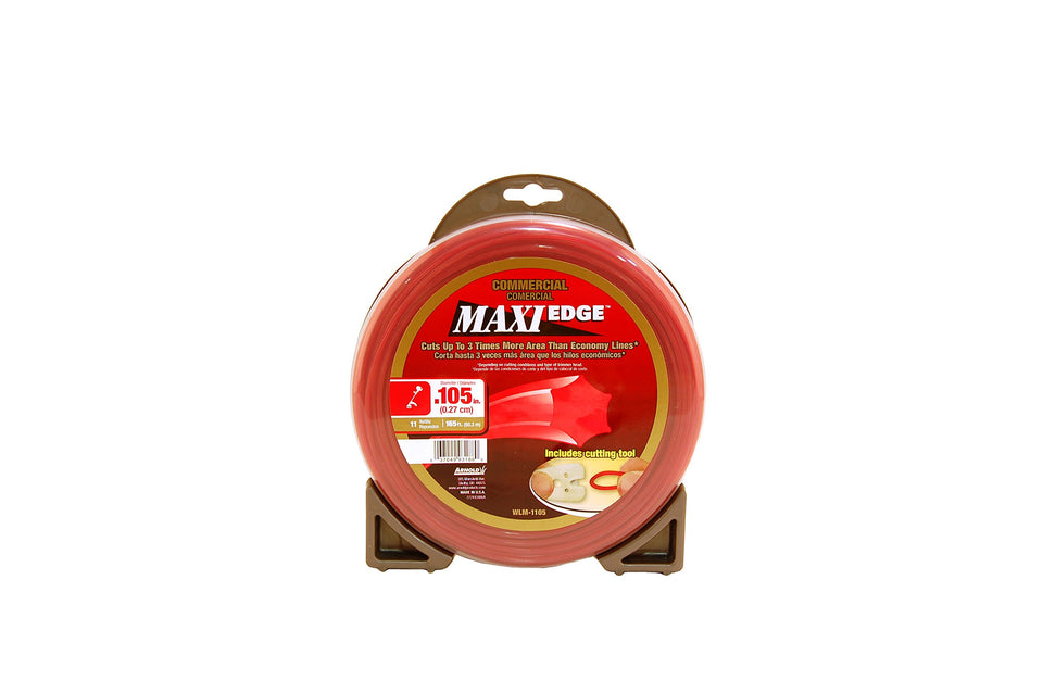 Arnold Trimline Maxi-Edge 0.105-inch line for 165-foot reel, durable for frequent trimming.