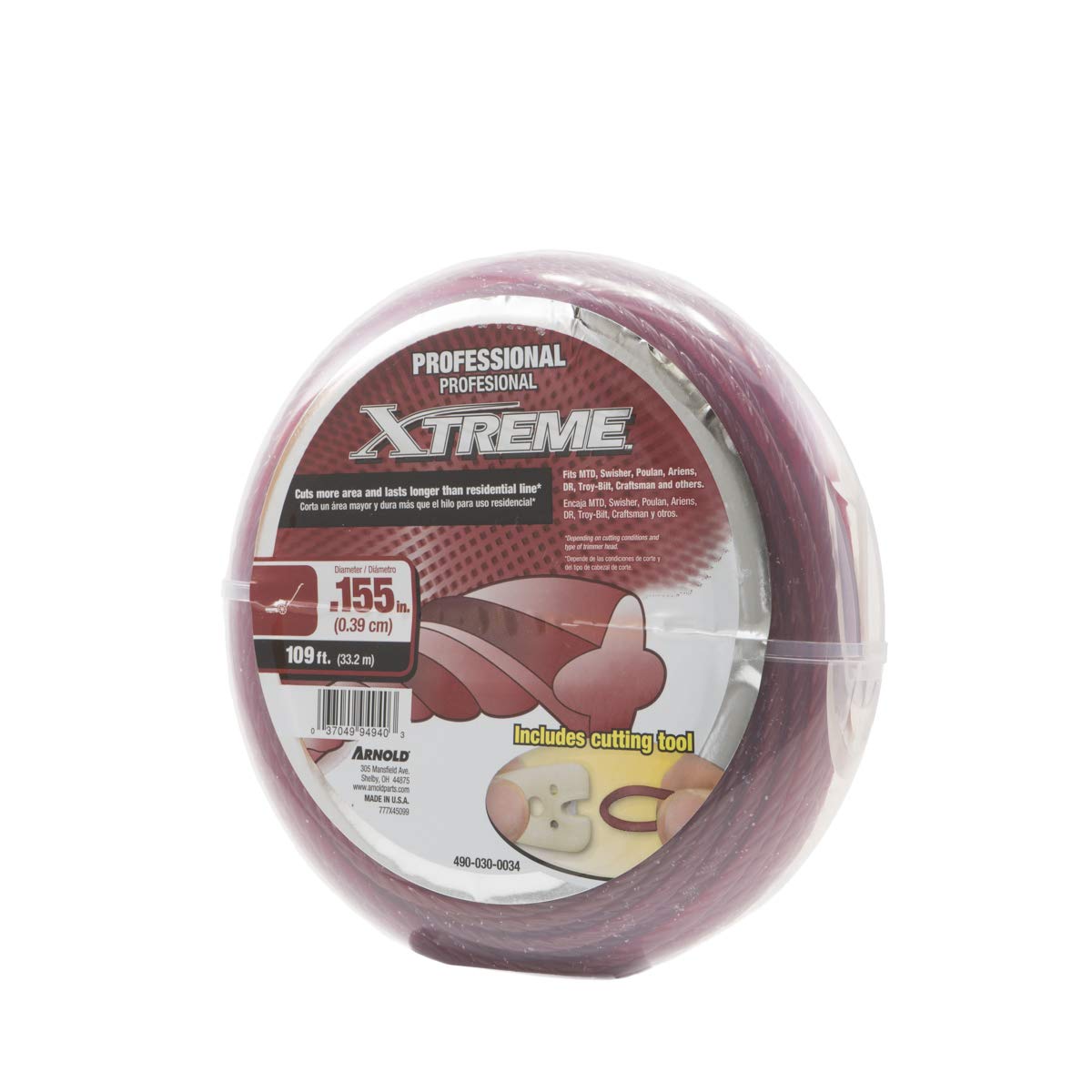 Arnold trimmer line compatibility with walk-behind edgers for versatile fit.