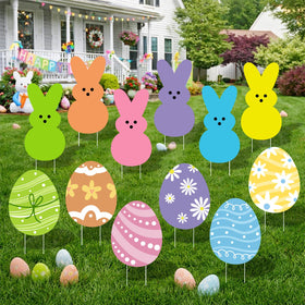 Arosche Easter yard sign 12pc welcomes guests with bold color for outdoor lawn display.