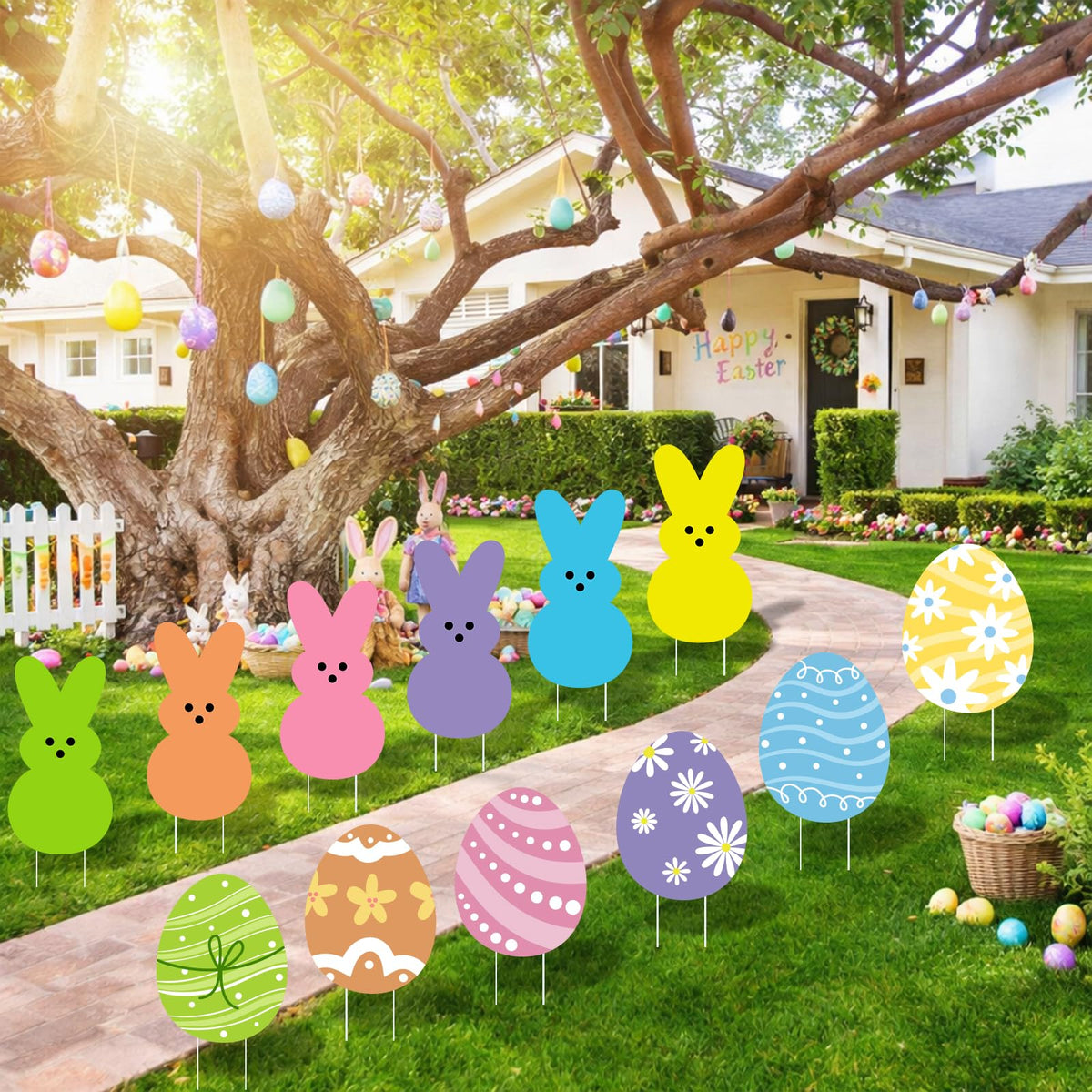 Arosche outdoor Easter decor yard sign ideal for lawn and garden displays.