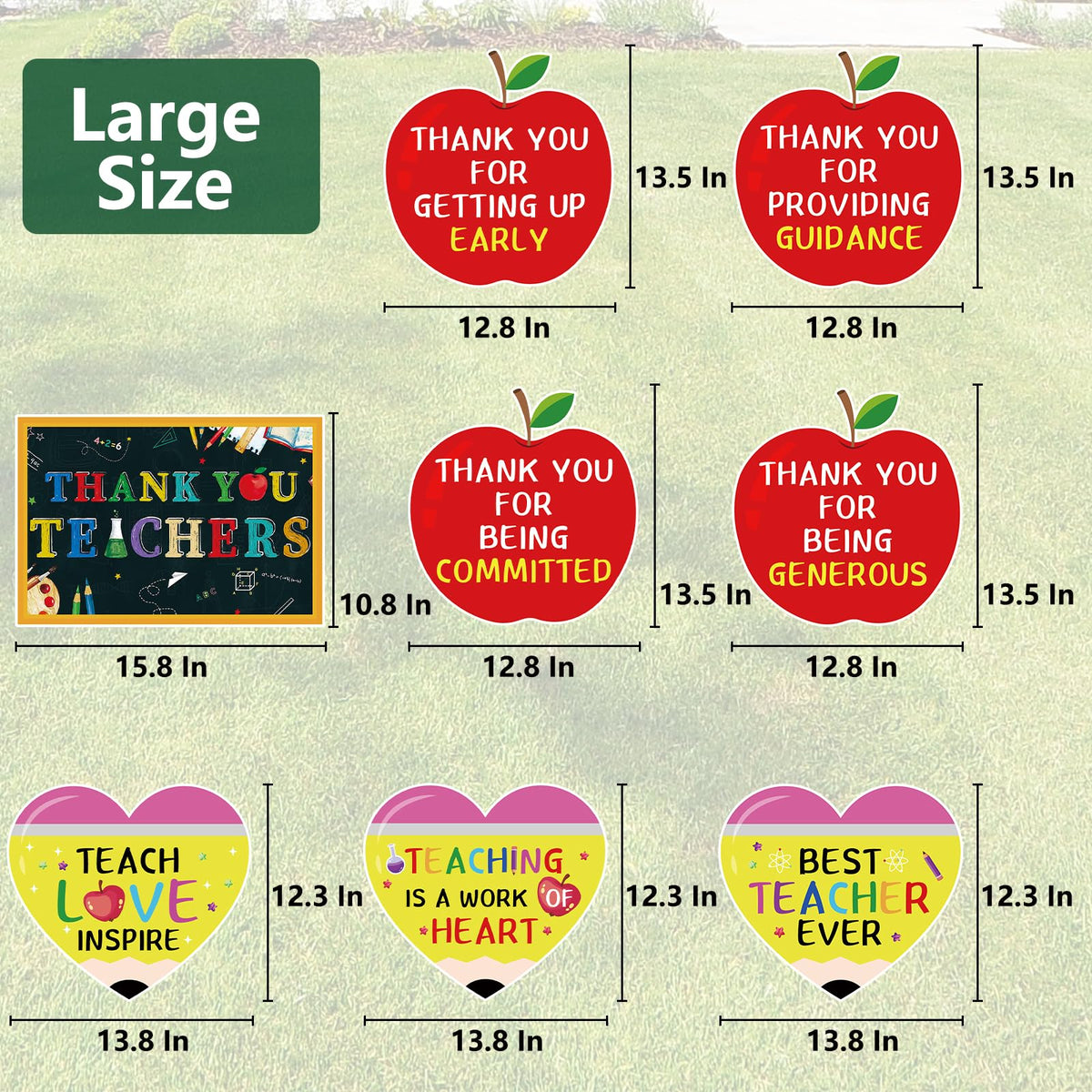 Arosche thank you teacher sign featuring apples design for school celebrations.