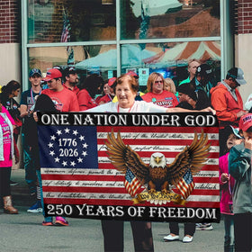 Aroxtms patriotic banner for welcoming guests at your front door.