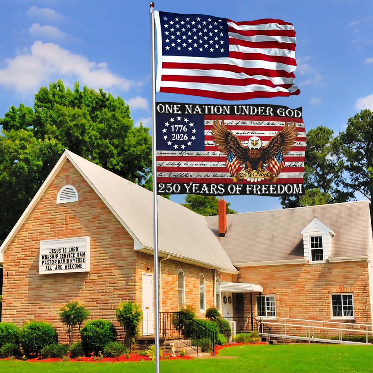 Aroxtms outdoor patriotic flag adds curb appeal to any home.