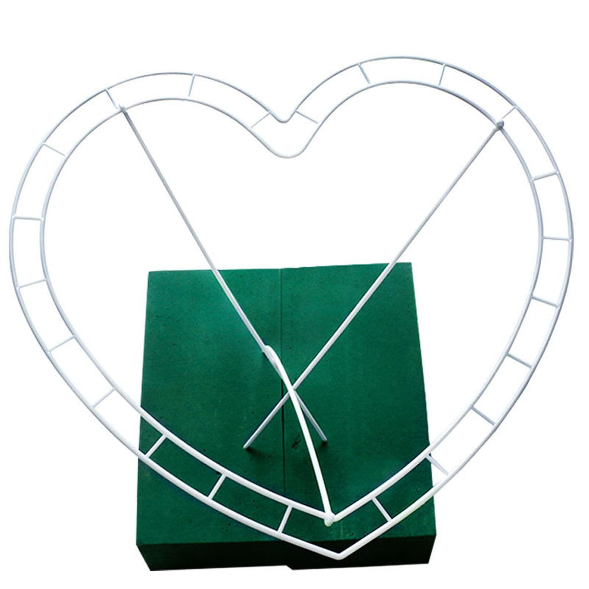 ArrErr rose stem holder in heart cage supports balanced arrangements.
